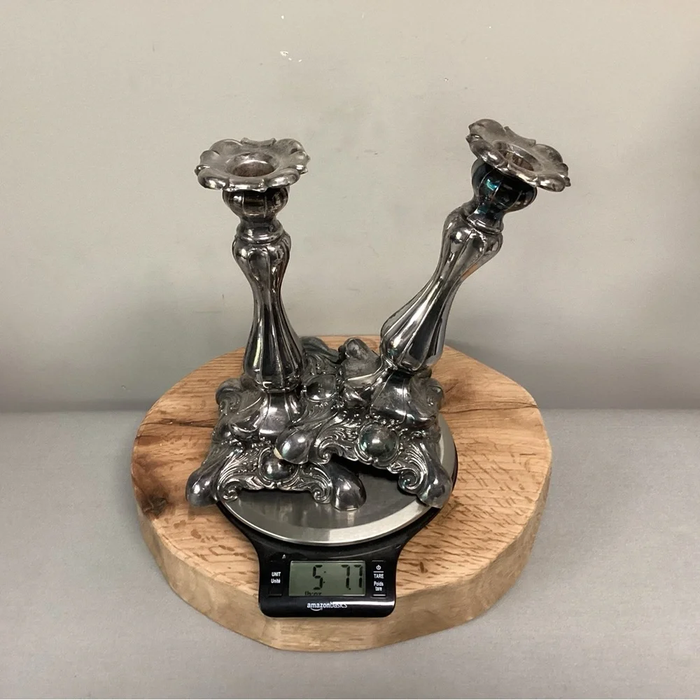 ⚫️ Vintage Beautiful & Ornate - Silver Plated “Heavy” Tapered Candle Holders